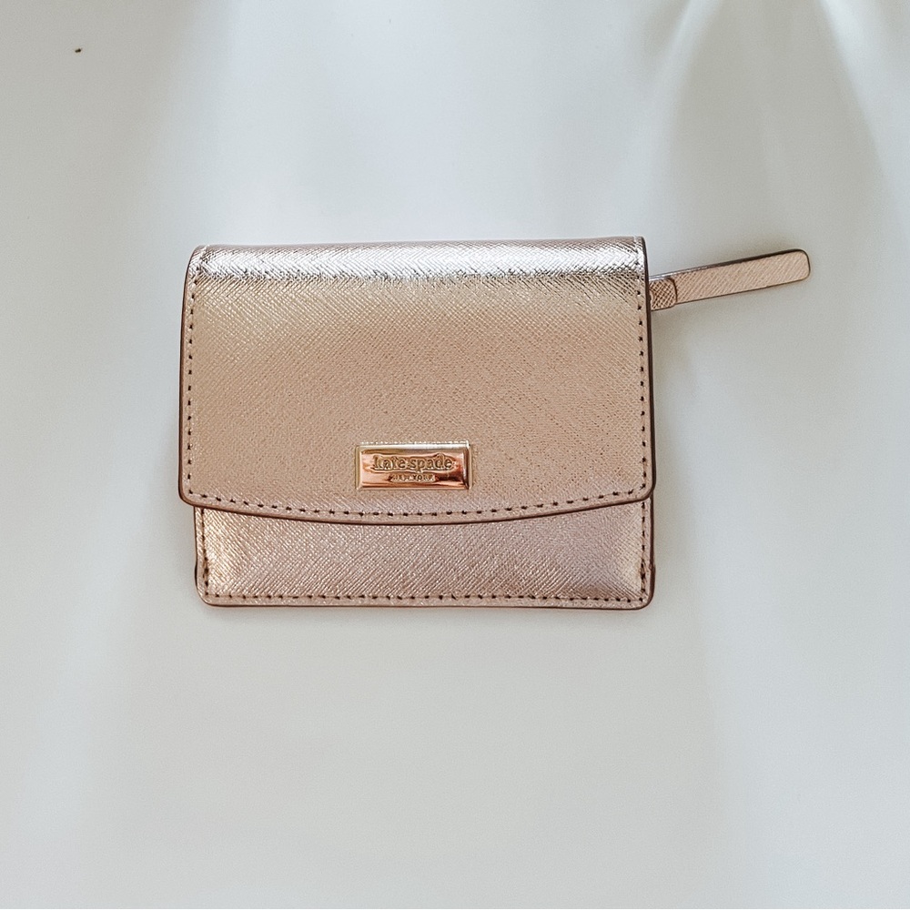 NEW Kate Spade laurel way bifold flap rose gold wallet